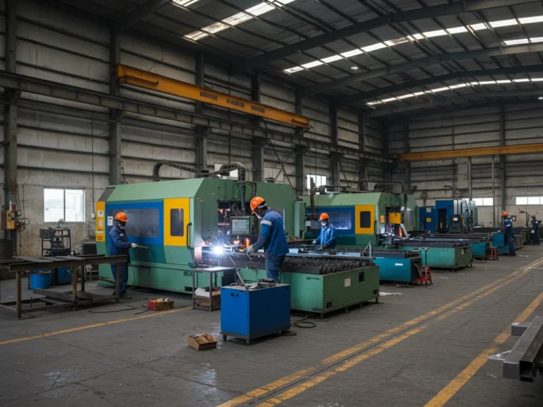 Modern metal fabrication facility in Nigeria with industrial equipment and skilled workers