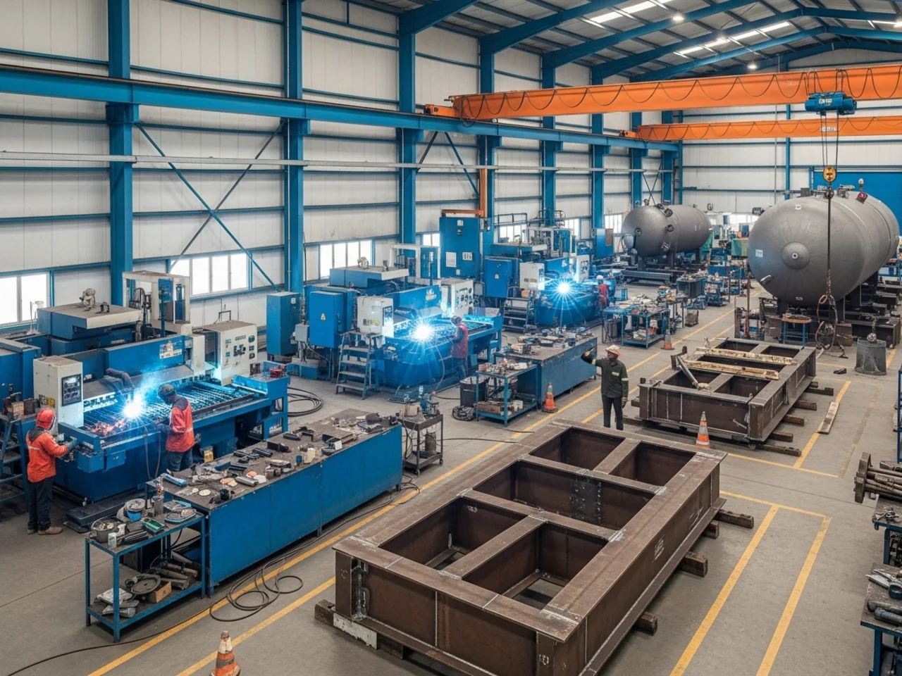 Steel fabrication company in Port Harcourt showing industrial welding and metal cutting equipment